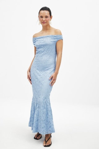 Vestido largo de encaje - Azul claro