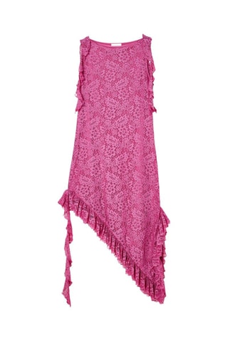 Vestido midi de encaje - Fucsia