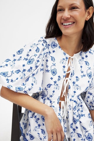 Camisa relaxed fit - Blanco y azul