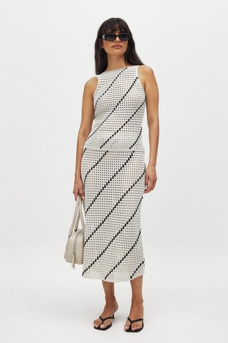 Jupe midi taille haute - Beige