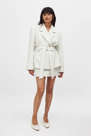 Jupe droite en tweed - Blanc