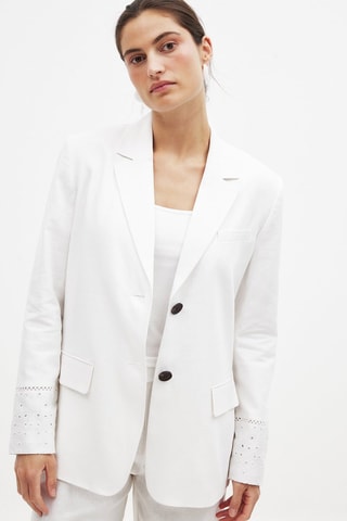 Blazer regular fit de lino - Blanco