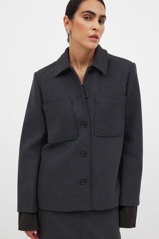 Chaqueta oversize de lana - Gris oscuro