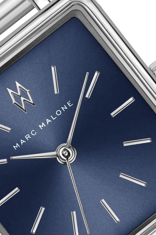 Relógio de quartzo japonês em aço - Prateado e azul - Marc Malone