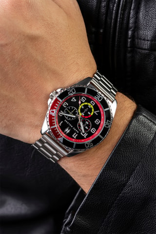 Reloj de cuarzo de acero - Plateado y negro
