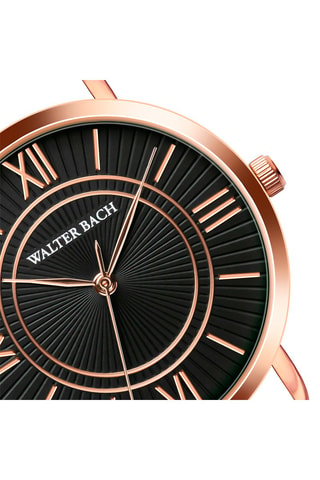 Reloj de cuarzo de acero y chapado en ion de oro rosa Calau - Rosa dorado y negro - Walter Bach