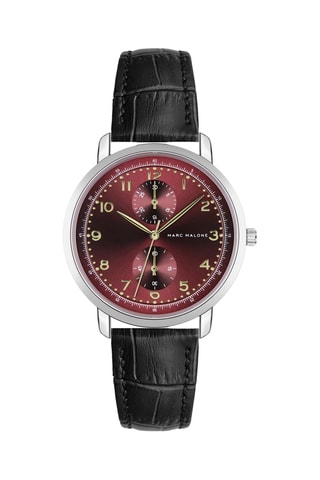 Reloj de cuarzo de piel - Negro y plateado