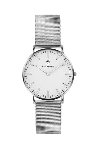 Reloj de cuarzo de acero - Plateado y blanco - Paul McNeal