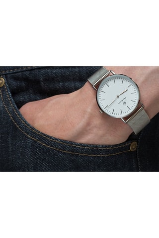Reloj de cuarzo de acero - Plateado y blanco - Paul McNeal