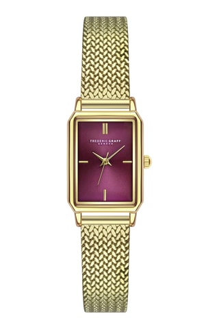 Reloj de cuarzo de acero - Dorado y burdeos - Frederic Graff
