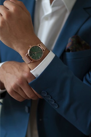 Reloj de cuarzo de acero - Rosa dorado y verde - Frederic Graff
