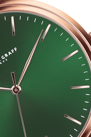 Reloj de cuarzo de acero - Rosa dorado y verde - Frederic Graff
