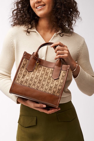 Cabas en cuir Kyler Satchel - Marron et beige