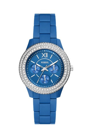 Montre à quartz en plastique - Bleu et argenté