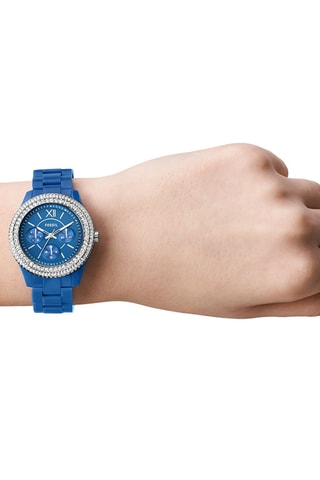 Montre à quartz en plastique - Bleu et argenté