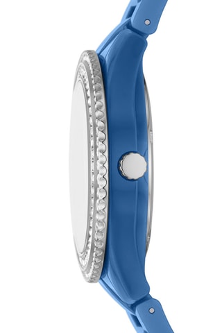 Montre à quartz en plastique - Bleu et argenté