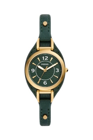 Montre à quartz en cuir - Vert et doré