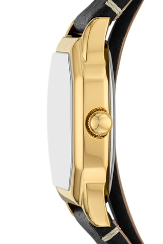 Montre à quartz en cuir - Noir et doré