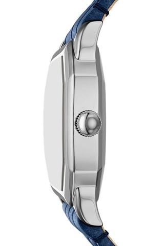 Montre à quartz en cuir - Bleu et argenté