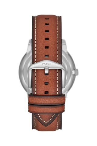 Montre à quartz en cuir - Marron et argenté