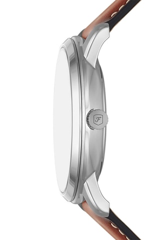 Montre à quartz en cuir - Marron et argenté