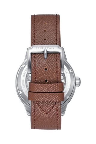 Orologio automatico in pelle Argento - Marrone e nero