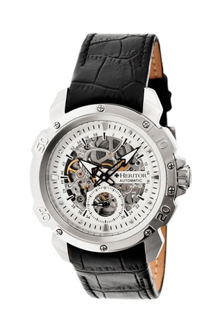 Orologio automatico in pelle Conrad  -  Nero e argentato