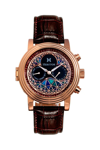 Orologio automatico in pelle Legacy  - Bordeaux e dorato rosa