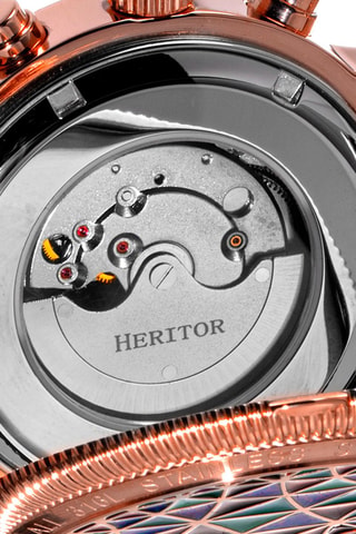 Orologio automatico in pelle Legacy  - Bordeaux e dorato rosa