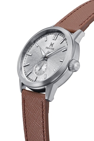 Orologio automatico in pelle Argento - Marrone e argentato