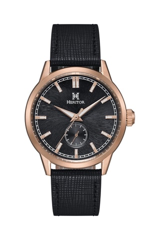Orologio automatico in pelle Argento - Nero e dorato rosa