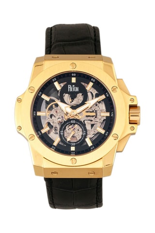 Orologio automatico in pelle Commodus - Nero e dorato