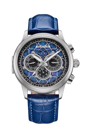 Orologio automatico in pelle Apostle - Blu e argentato