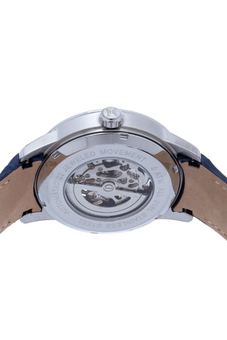 Orologio automatico in pelle Davies - Navy e argentato