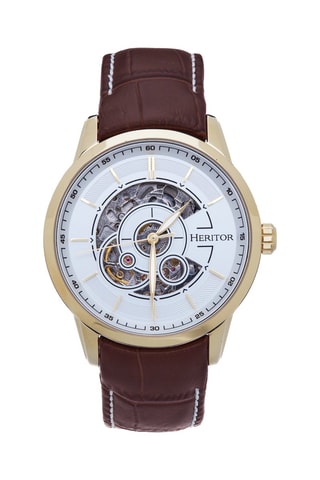 Orologio automatico in pelle Davies - Marrone e bianco