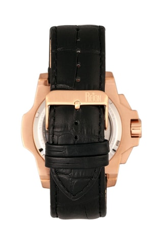 Orologio automatico in pelle Commodus   Nero e dorato rosa - Reign
