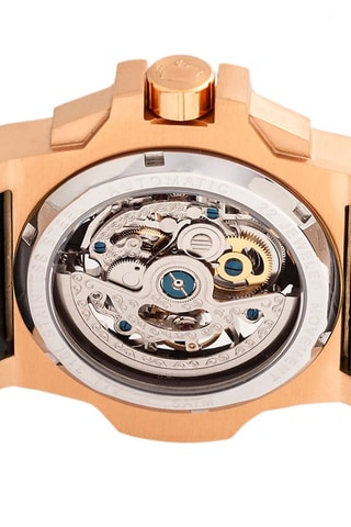 Orologio automatico in pelle Commodus   Nero e dorato rosa - Reign