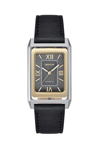 Orologio automatico in pelle Esteban - Nero e argentato