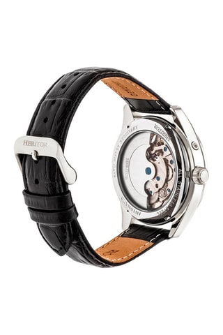 Orologio automatico in pelle Sebastian - Nero e argentato