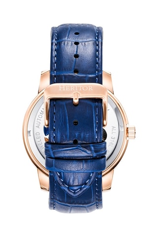 Orologio automatico in pelle Emmanuel - Blu e dorato rosa