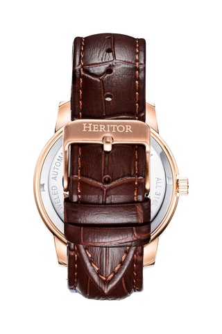 Orologio automatico in pelle Emmanuel - Marrone e dorato rosa
