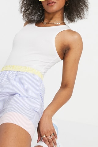 Short Hoge Taille - Hemelsblauw en Wit