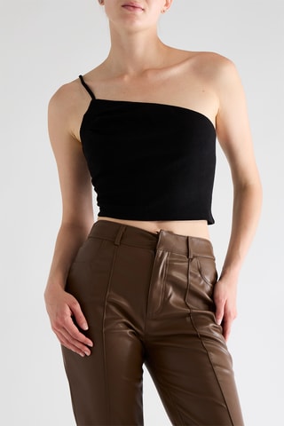 Asymmetrische Crop Top - Zwart
