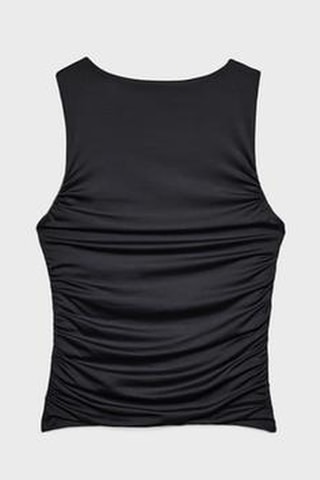 Gedrapeerde Crop Top - Zwart