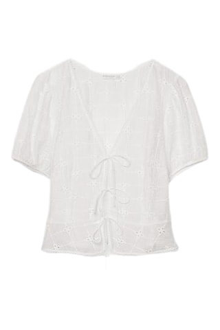 Top met Engelse borduursels - Wit