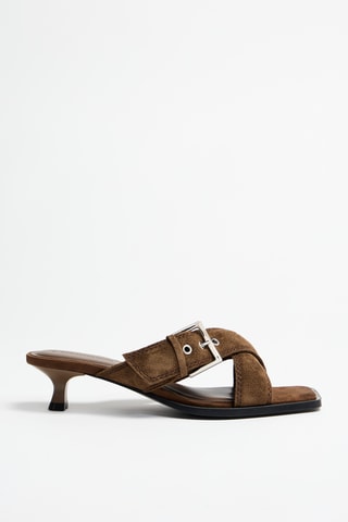 Nubuck Muiltjes met Hak - Donkerbruin