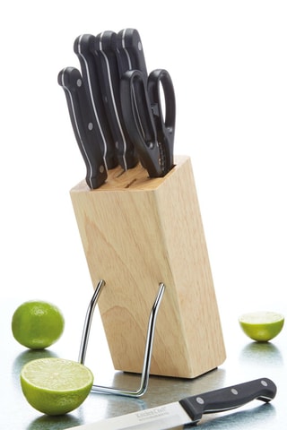 Bloc de 6 couteaux en bois et acier inoxydable