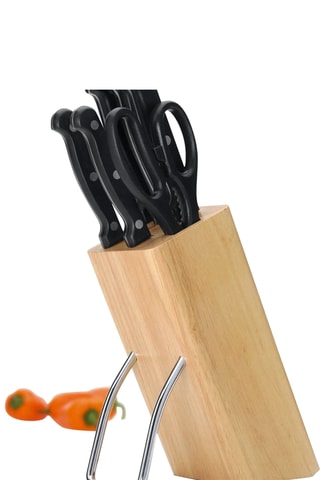 Bloc de 6 couteaux en bois et acier inoxydable