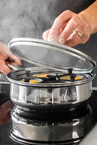 Sartén para huevos escalfados de acero inoxidable - 4 huevos