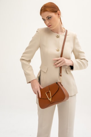 Bandolera de piel Leorad - Camel